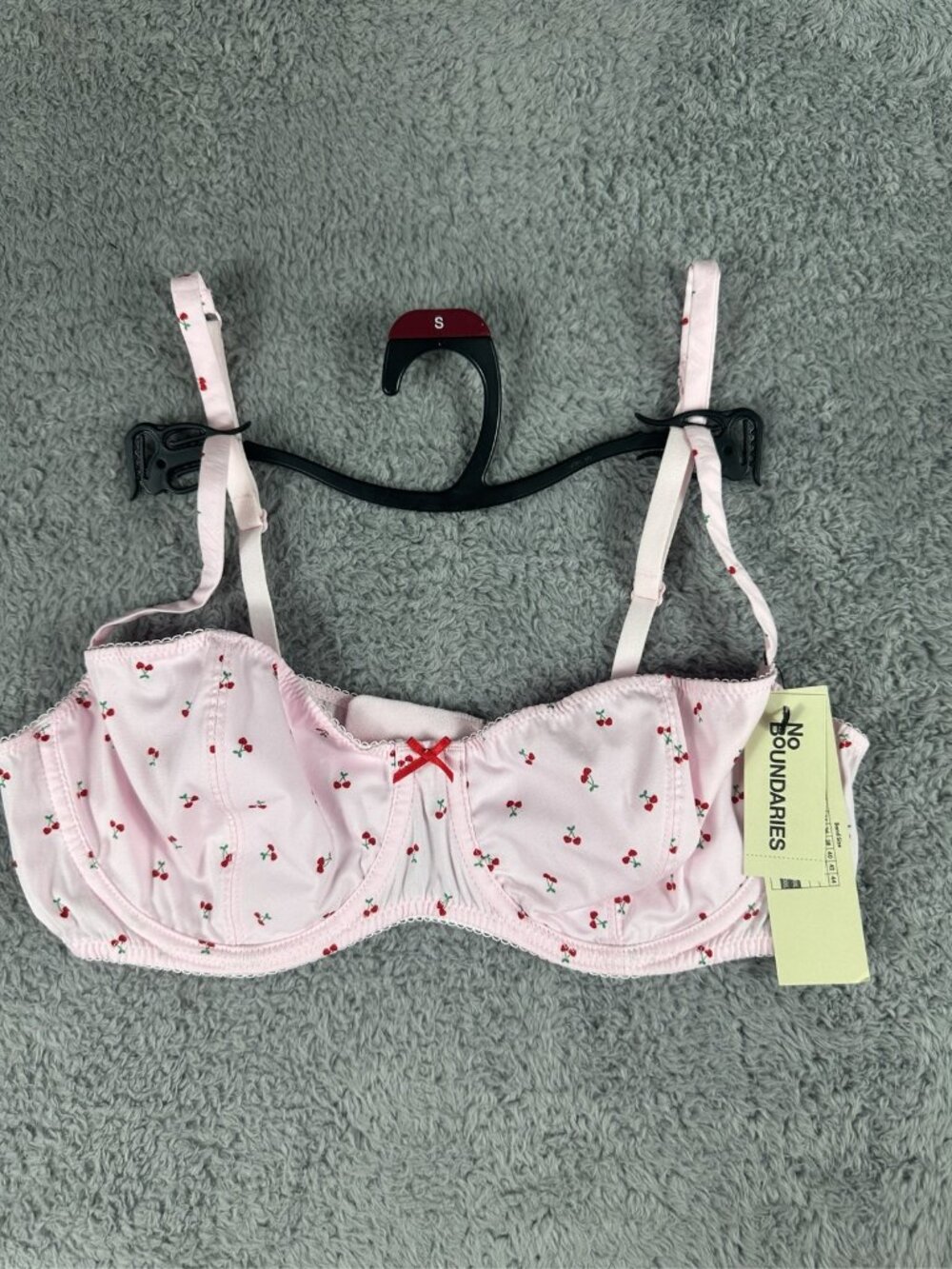 No Boundaries Women's Pink Cherry Print Unlined Underwire Bra Size M